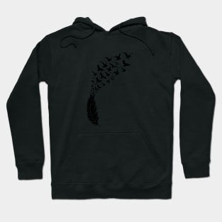 Black feather with flying birds Hoodie